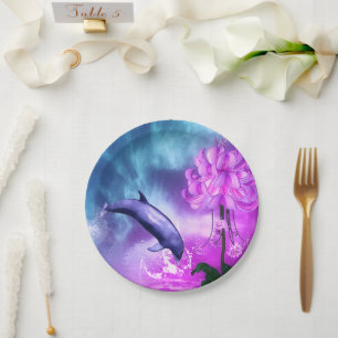 Dolphin Blossom Dreams Paper Plate