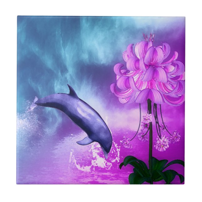 Dolphin Blossom Dreams Tile (Front)