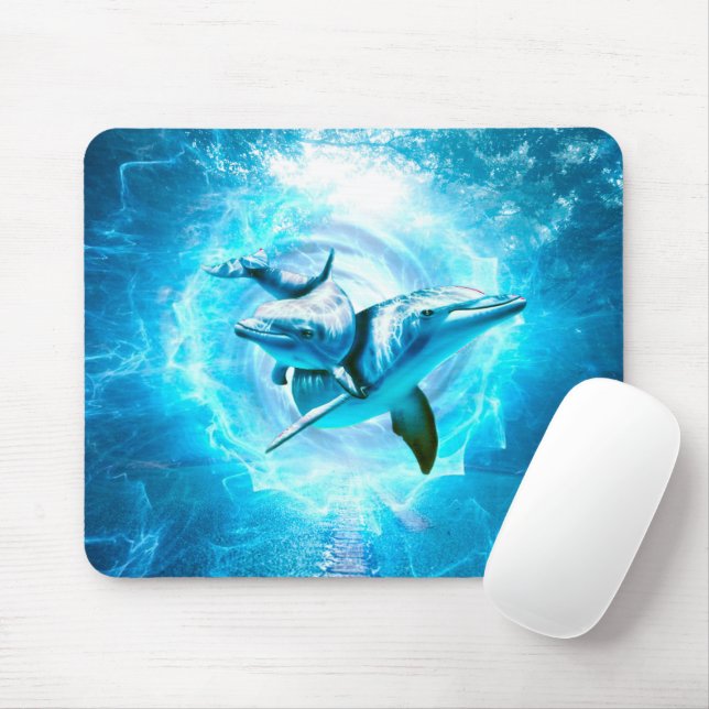 dolphin blue fantasy mouse pad (With Mouse)