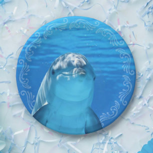 Dolphin Blue Ocean Birthday Party Paper Plate