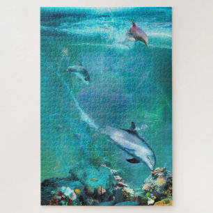 DOLPHIN BLUE OCEAN DIVERS JIGSAW PUZZLE