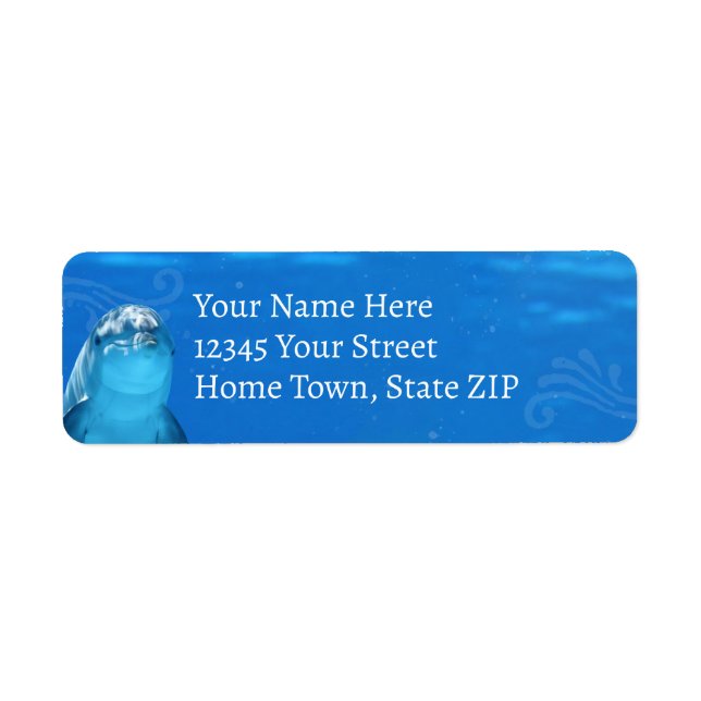 Dolphin Blue Ocean Return Address Label (Front)