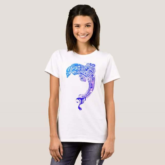 Dolphin Blue Pattern T-Shirt (Front Full)