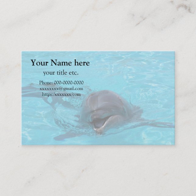 Dolphin business card, save marine animals Dolphin Business Card (Front)