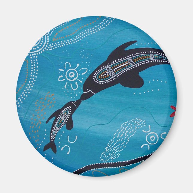 Dolphin & Calf Dreaming Magnet (Front)