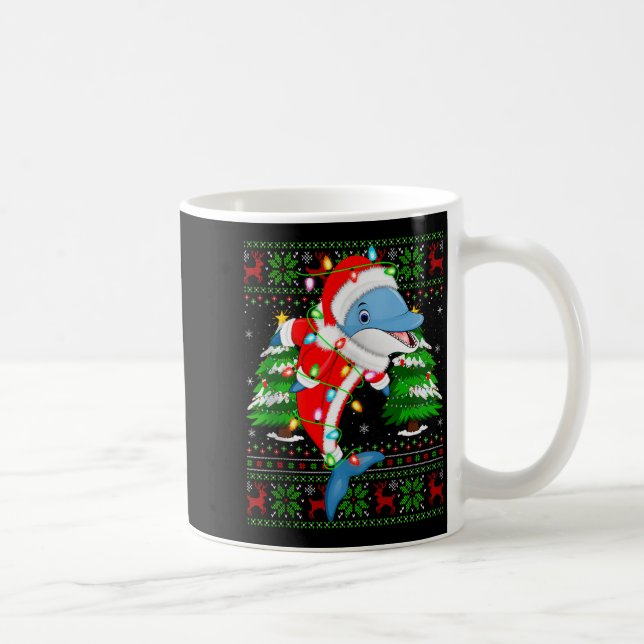 Dolphin Christmas Lights Santa Costume Ugly Xmas S Coffee Mug (Right)