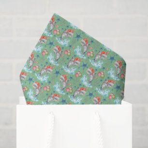 Dolphin Christmas Tissue Paper in Green