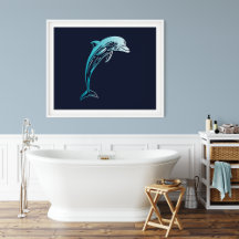 Dolphin Coastal Wall Art Poster Print | Dolphin