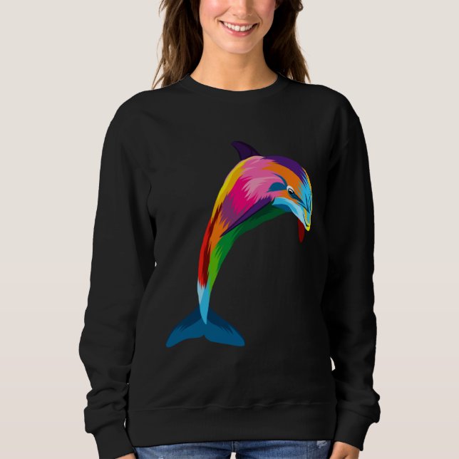 Dolphin Colorful Animals Watercolor Painting Dolph Sweatshirt (Front)