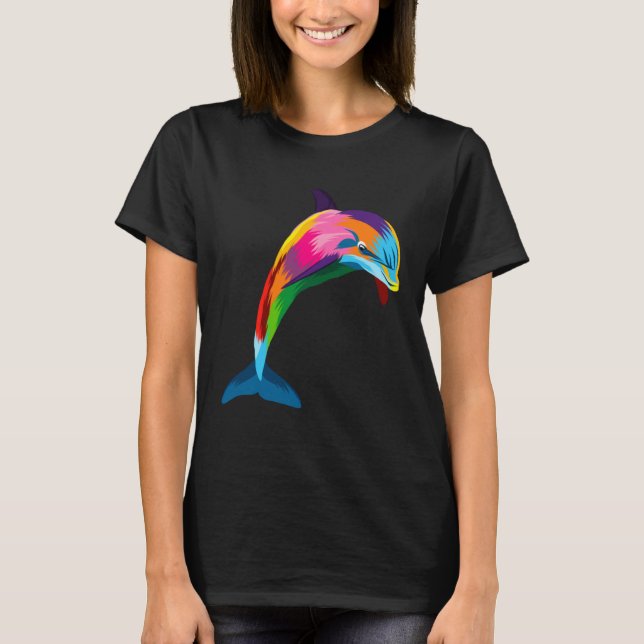 Dolphin Colorful Animals Watercolor Painting Dolph T-Shirt (Front)