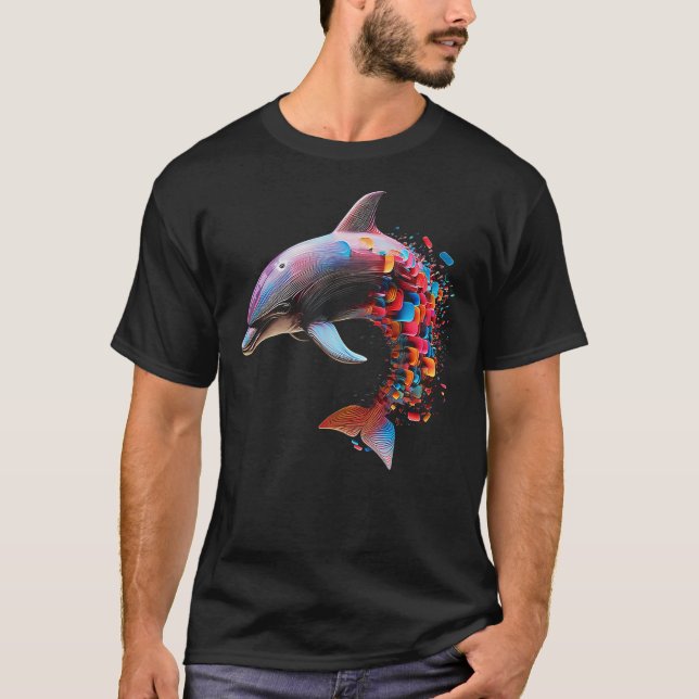 Dolphin Colorful Art Animal Abstract Graphic Dolph T-Shirt (Front)