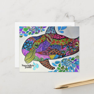 DOLPHIN COLORFUL Colouring Book Postcard