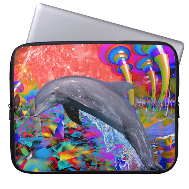 Dolphin Colour Splash Laptop Sleeve (Front)