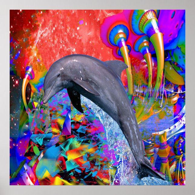 Dolphin Colour Splash Poster (Front)