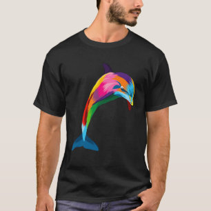Dolphin Colourful Animals Watercolor Painting Dolp T-Shirt