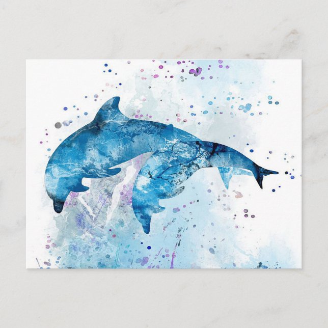 Dolphin Colourful Art Design | Dolphin Lover  Announcement Postcard (Front)
