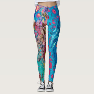 Dolphin coral reef leggings, ocean leggings, sea leggings