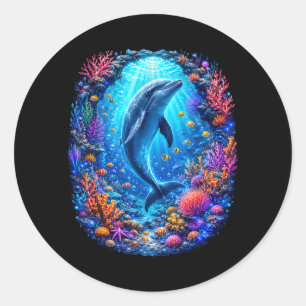 Dolphin Coral Reef Ocean Life Underwater Paradise Classic Round Sticker