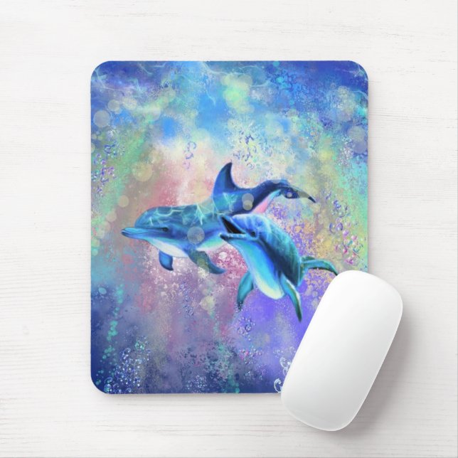 Dolphin Couple - Beautiful Mouse Pad (With Mouse)