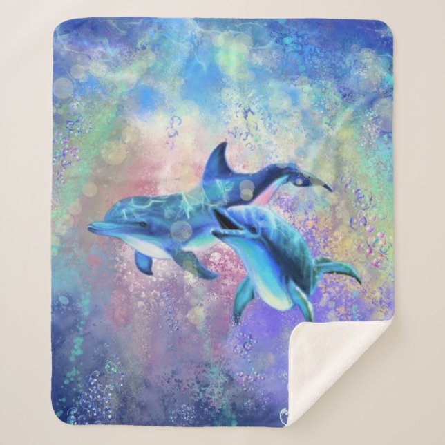 Dolphin Couple - Beautiful Sherpa Blanket (Front)