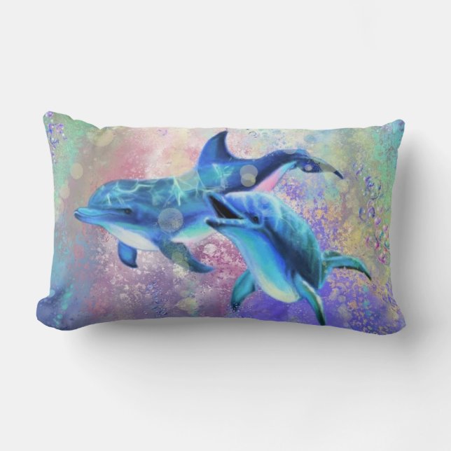 Dolphin Couple Love - Be Happy  Lumbar Cushion (Front)