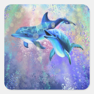 Dolphin Couple Sticker Happy Family - Painting