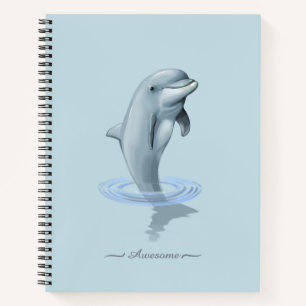 Dolphin, Custom Anchor and Script on Light Blue Notebook