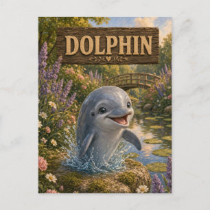 Dolphin Cute Baby Storybook Nursery Animal Postcard