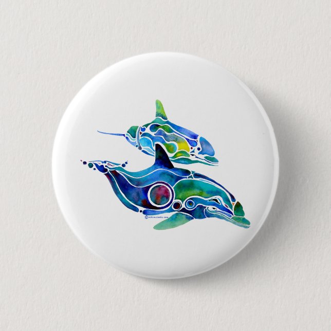 Dolphin Dance 6 Cm Round Badge (Front)
