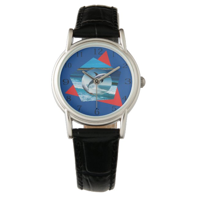 Dolphin Dancing On The Waves, Ladies Watch (Front)