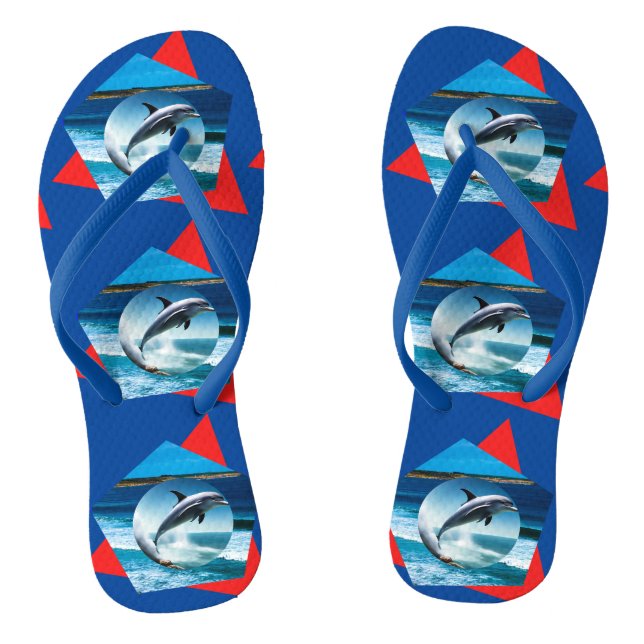 Dolphin Dancing On The Waves, Thongs (Footbed)