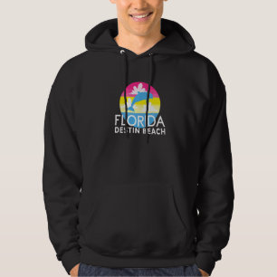 Dolphin Destin Beach Fl Pink Retro Fashion Destin Hoodie