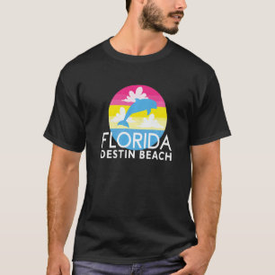 Dolphin Destin Beach Fl Pink Retro Fashion Destin T-Shirt