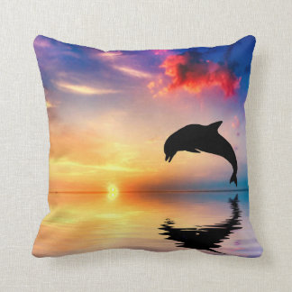 Dolphin Diving at Sunset Throw Cushion