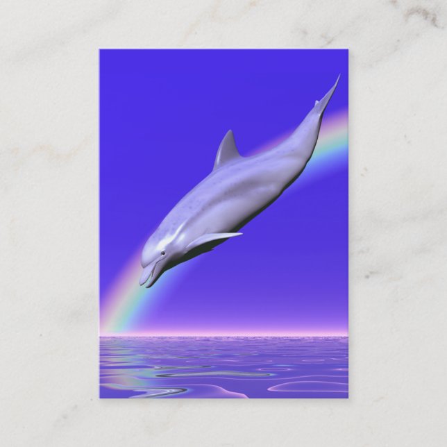 Dolphin Diving with Rainbow  Business Card (Front)
