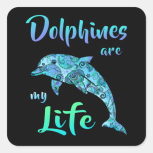 Dolphin Dolphins Ocean Sea Fish Animal Funny Gift Square Sticker