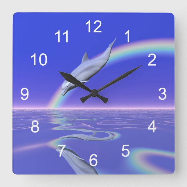 Dolphin Download Square Wall Clock (Front)