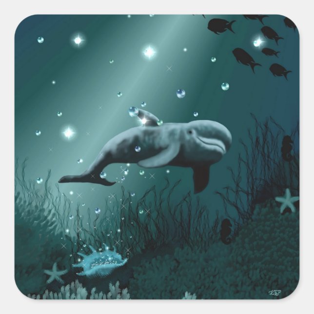 Dolphin Dream (Edit) Square Sticker (Front)