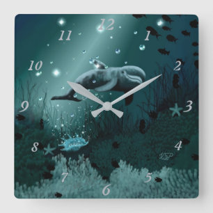 Dolphin Dream Square Wall Clock