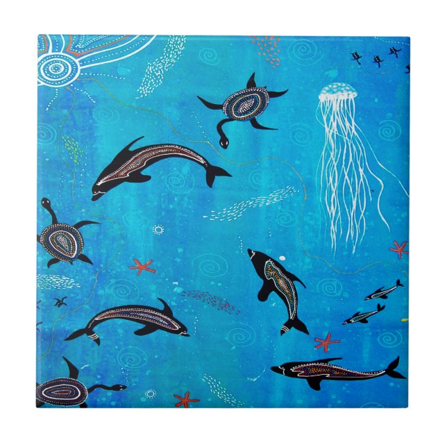 Dolphin Dreaming Ceramic Tile (Front)
