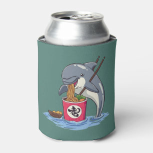 Dolphin Eating Ramen Illustration Can Cooler
