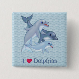 Dolphin Family 15 Cm Square Badge