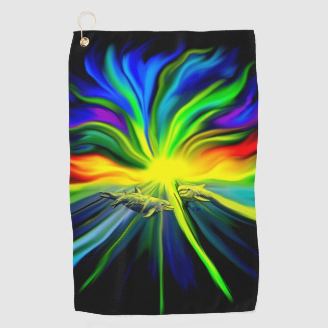 Dolphin Family in the Sunshine Golf Towel (Front)