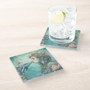 Dolphin Fantasy 3 Glass Coaster