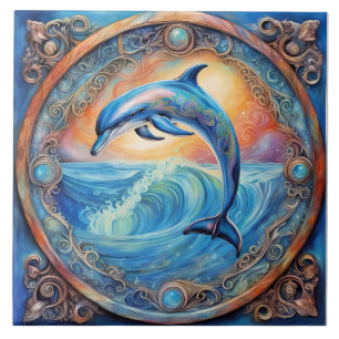 Dolphin fantasy ceramic tile