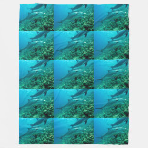 dolphin fish marine ocean under water swim fleece blanket