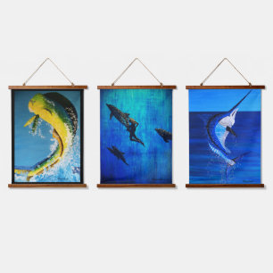 Dolphin fish, rescue dolphins,  marlin  hanging tapestry