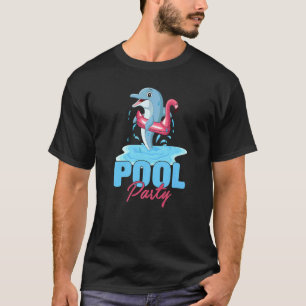 Dolphin Fish Wearing Pink Flamingo Float Summer Vi T-Shirt