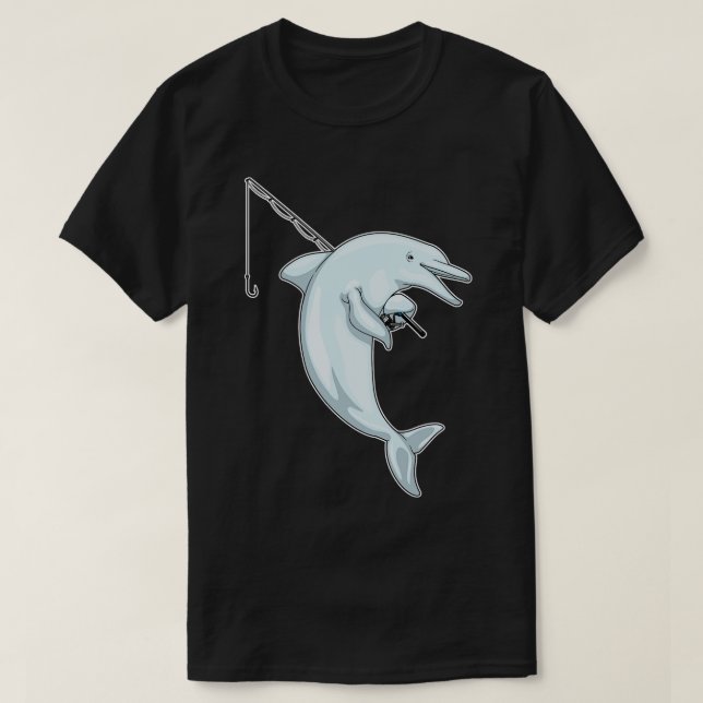 Dolphin Fisher Fishing rod T-Shirt (Design Front)