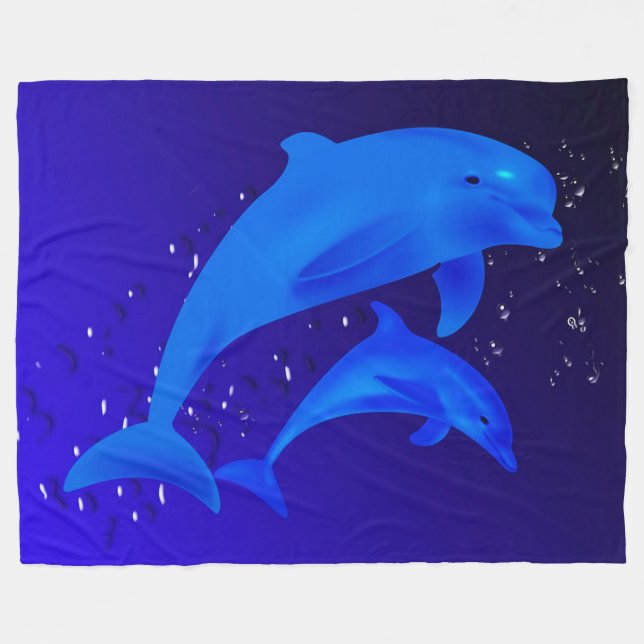 Dolphin Fleece Blanket (Front (Horizontal))
